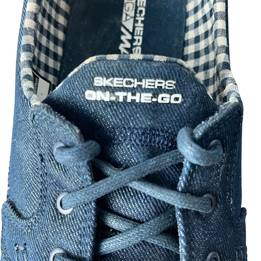 Skechers On-The-Go Boat Shoes Denim Canvas Lightweight Comfort Womens 11